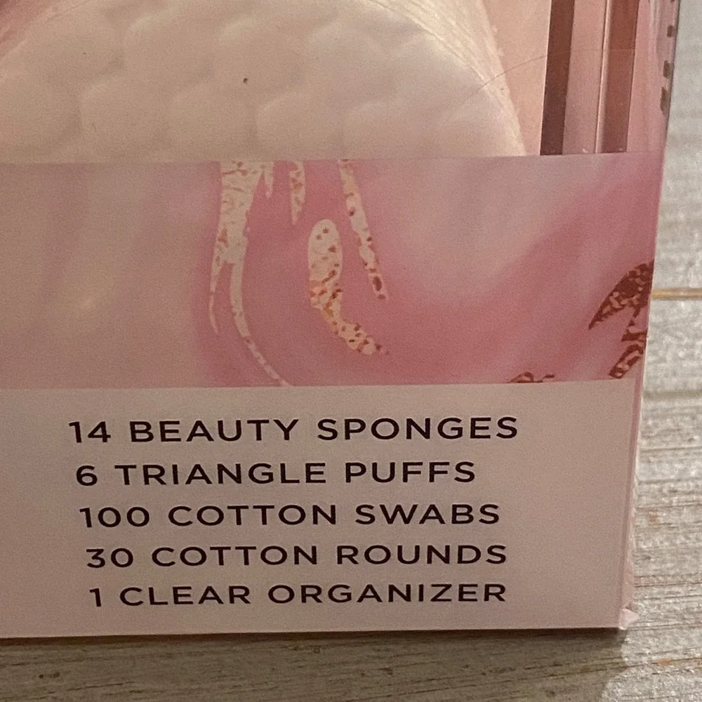 Thinkspace Beauty 150pc Organizer Set Pink Marble Clear Acrylic 3-Drawer Sponges